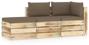 vidaXL 3-delige Loungeset met kussens groen geïmpregneerd hout