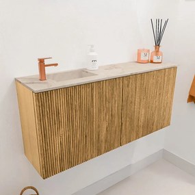 Mondiaz Joya DLux 90cm toiletmeubel oak met wastafel faye links 1 kraangat frappe