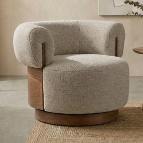 Fauteuil Met Hout Draaibaar Taupe