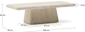 Kave Home Drasi Design Salontafel Beige Cement Travertin - 140 X 70cm.