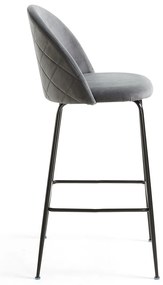 Kave Home Ivonne Fluwelen Design Barstoel Grijs