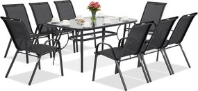 Metalen tuinmeubelen Modena/Bitonto zwart voor 8 personen Garden Point