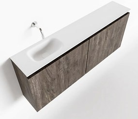 Mondiaz Ture 120cm toiletmeubel dark brown met wastafel talc links geen kraangat