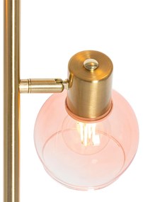 Art Deco vloerlamp goud met roze glas 3-lichts - Vidro Art Deco E14 Binnenverlichting Lamp