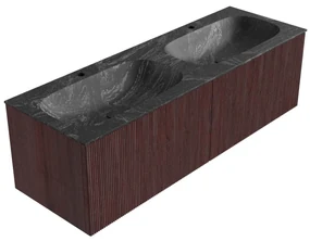 Mondiaz Kurve-dlux 140cm badmeubel ruby met 2 lades en wastafel stor small dubbel 2 kraangaten lava