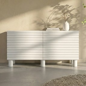 Mat Wit Dressoir Met Strepen 150 Cm - 150x40x75cm.
