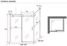 Sanigoods Onno douchecabine 140x90x195cm zwart mat