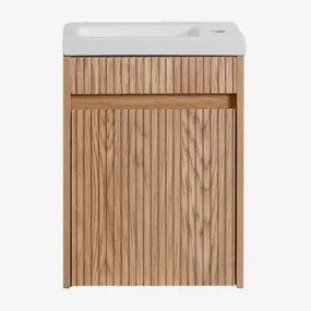 Badmeubelset Hout Met Geïntegreerde Wastafel Narek Ash Brown & Spiegelloze & Zonder Kraan & ↔︎ 40 Cm - Sklum