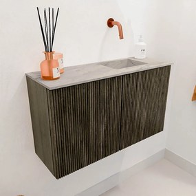 Mondiaz Joya DLux 70cm toiletmeubel shadow met wastafel faye rechts zonder kraangat glace