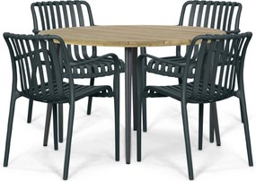 Tuinset Ronde Tuintafel 4 personen 130 cm Kunststof Grijs  Domani Furniture Alba/Montana