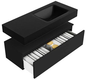 Zaro Alan badmeubel 110cm urban 1 lade met vrijhangende wastafel cloud rechts zonder kraangat urban