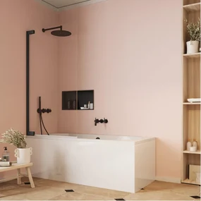 Crosswater Asura scharnierend badscherm - 90x150cm - mat zwart AUBSBC0900