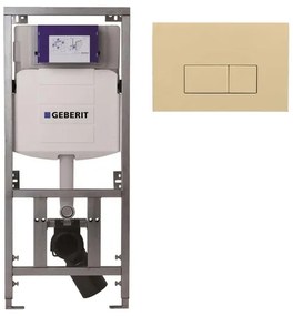 Geberit Inbouwreservoir UP320 met QeramiQ push bedieningsplaat - dualflush - rechthoekige knoppen - kunststof beige SW1102366/0701131
