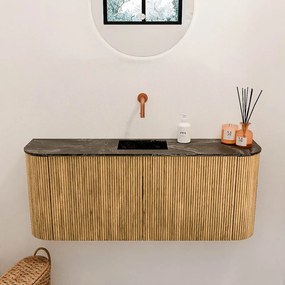 Mondiaz Joya DLux 105cm toiletmeubel ronding links/rechts oak met wastafel faye midden zonder kraangat lava