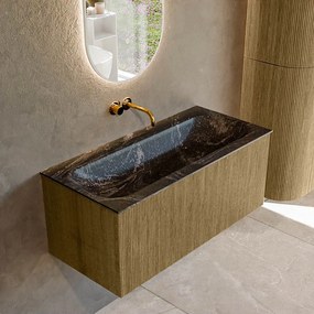 Mondiaz Kurve-dlux 100cm badmeubel dusk met 1 lade en wastafel big medium midden zonder kraangat lava