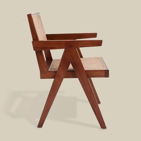 Rotan Stoel Met Armleuningen Walnoot