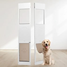 VEVOR Hondenluik voor Schuifdeuren 1927-2049 mm Hoogte Verstelbare Hondenluik Schuifdeuren, Gehard Glazen Huisdierenluik met Aluminium Frame & Scharnierconstructie, Klep en Slot voor Grote Honden