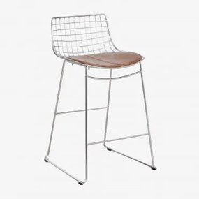 Pack Van 2 Hoge Krukken Met Rugleuning Van Staal Renee Chroom & ↑65 Cm & Kunstleren Koffie Vintage - Sklum