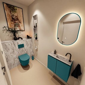 Mondiaz Ture DLux toiletmeubel 60cm smag met wastafel glace rechts met kraangat