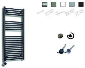 Sanicare Elektrische Design Radiator - 111.8 x 45 cm - 596 Watt - thermostaat zwart linksonder - mat zwart HRLEZ 451118/A