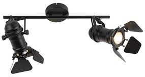 Industriële spot zwart 2-lichts met kleppen - Movie