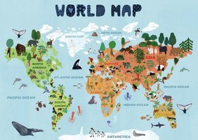 Kaart World map for kids, Jota de jai, (40 x 30 cm)