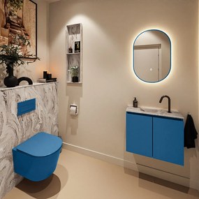 Mondiaz Ture DLux toiletmeubel 60cm jeans met wastafel glace midden met kraangat