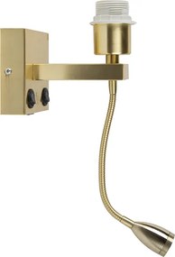 Art deco wandlamp goud met USB en flexarm - Brescia Combi