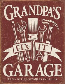 Metalen bord Grandpa's Garage