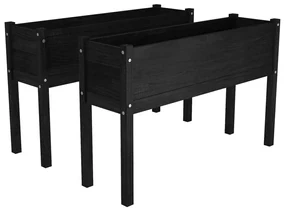 vidaXL Plantenbakken 2 st 110x31x70 cm massief grenenhout zwart