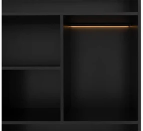 Goossens Basic Buffetkast Madrid, 4 dichte deuren 8 open vakken, zwart melamine, 184 x 191 x 45 cm, elegant chic