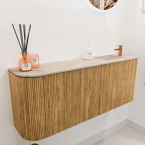 Mondiaz Joya DLux 100cm toiletmeubel ronding links oak met wastafel faye rechts 1 kraangat frappe