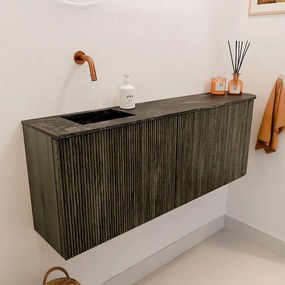 Mondiaz Joya DLux 110cm toiletmeubel ronding rechts shadow met wastafel faye links zonder kraangat lava