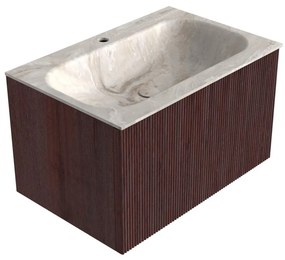 Mondiaz Kurve-dlux 70cm badmeubel ruby met 1 lade en wastafel big small midden 1 kraangat frappe