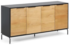 Kave Home Savoi Dressoir Zwart Met Eiken - 165x45x80cm.