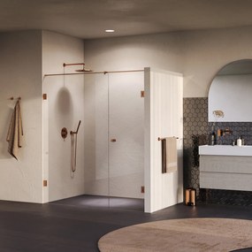 Brauer Void Carving profielloze nisdeur 180cm met draaideur 70cm aan muur koper geborsteld PVD