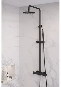 Brauer Black Edition opbouw regendoucheset met staafhanddouche en hoofddouche 20cm zwart mat