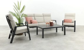 Lagos/Atlanta stoelen & 3-zitsbank loungeset 5-delig verstelbaar - Antraciet