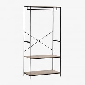 Open Kast Met Planken In Hout En Metaal Baxter Zwart – Natuurlijk Hout - Sklum