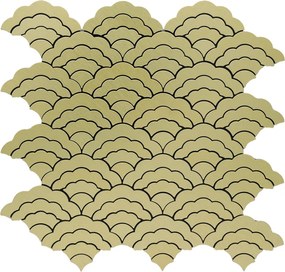 Zelfklevende Mozaïektegels Metaal | Waaier Goud | 26,8×28,1 cm | Keuken, Bad &amp; WC
