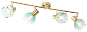 Art Deco Spot / Opbouwspot / Plafondspot goud met groen glas 4-lichts - Vidro Art Deco E14 Binnenverlichting Lamp