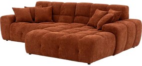 Goossens Excellent Bank Kubus - 40 X 40 Cm Stiksel rood, stof, 1,5-zits, modern design met chaise longue links