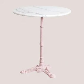 Ronde Bar Tafel Van Moka Marmer Suikerspinroos & Ø70 Cm - Sklum