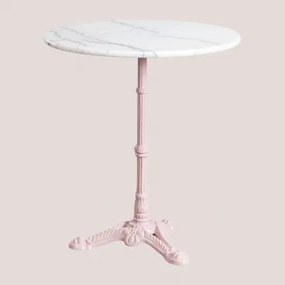 Ronde Bar Tafel Van Moka Marmer Suikerspinroos & Wit Marmer Guangxi & Ø70 Cm - Sklum