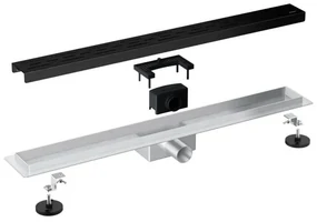 Adema Ralo douchegoot - 100cm - geperforeerd rooster - vloerflens - zwart mat SW679912/SW679933