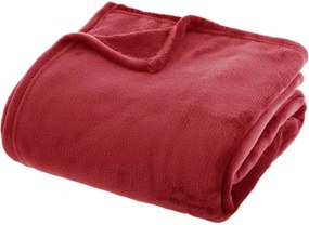 Atmosphera rode Flanellen fleecedeken/plaid 180x230 cm - 250g/m²