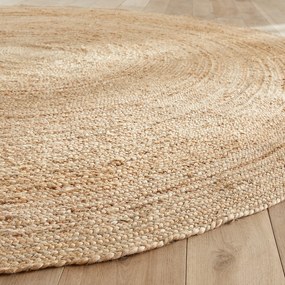 Rond vloerkleedØ250 cm in jute, handgevlochten, Hempy