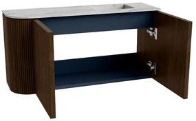 Mondiaz Joya DLux 80cm toiletmeubel ronding links walnut met wastafel faye rechts 1 kraangat glace