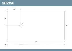Brauer Asteroid douchevloer 90x180cm mineraalmarmer wit mat