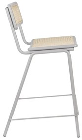 Zuiver Jort Lage Retro Barkruk Met Rotan Grijs